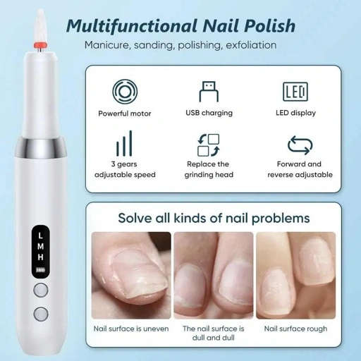 Image of Januel Alat Kikir Kuku Elektrik Nail Set Polish Drill Machine USB K16, Percantik Kuku dengan Cepat Atur Kecepatan Optimal Berbagai Mata Poles, Desa IH