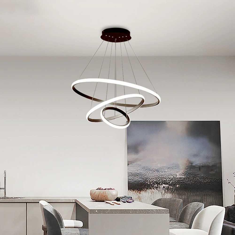 SINOMAN Lampu Gantung Hias Nordic 3 Ring Dimmable 3 Color 60W - Cahaya dan Desain Elegan