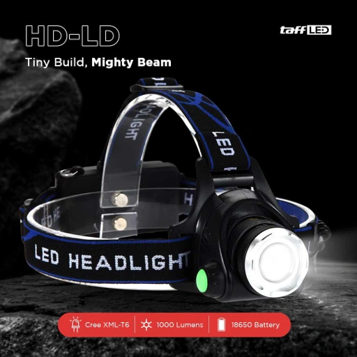 Image of TaffLED High Power Headlamp 1 LED Cree XML-T6 - Cahaya Terang, Kemiringan 90° IH