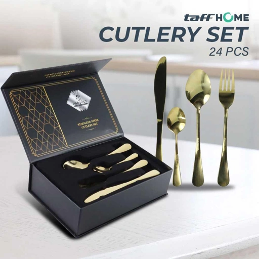 Image of TaffHOME Set Alat Makan Cutlery 24 PCS - Elegan dan Awet, Cocok untuk Acara Formal atau Informal IH