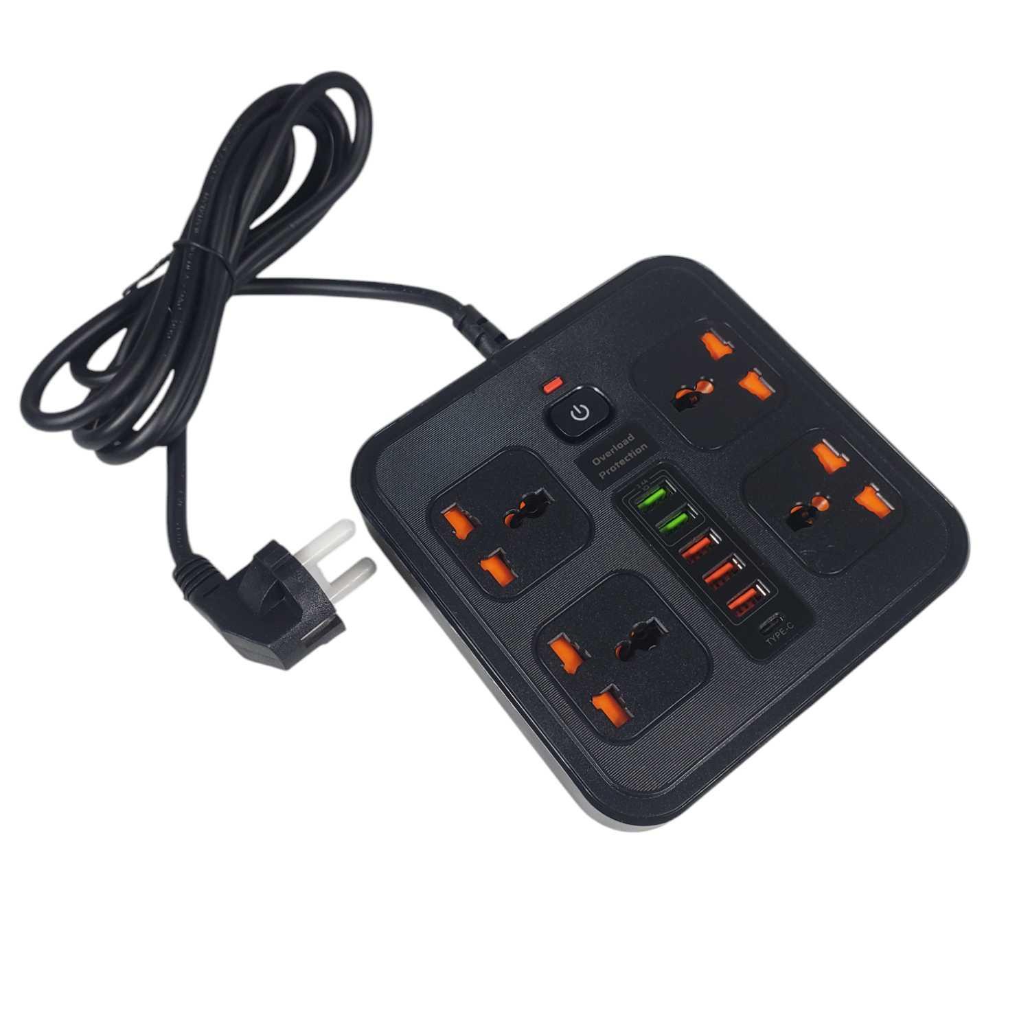 AMJ Stop Kontak Kabel USB Type C - Menyalakan Perangkat Elektronik dengan Mudah, Kabel 2M 4 Lubang