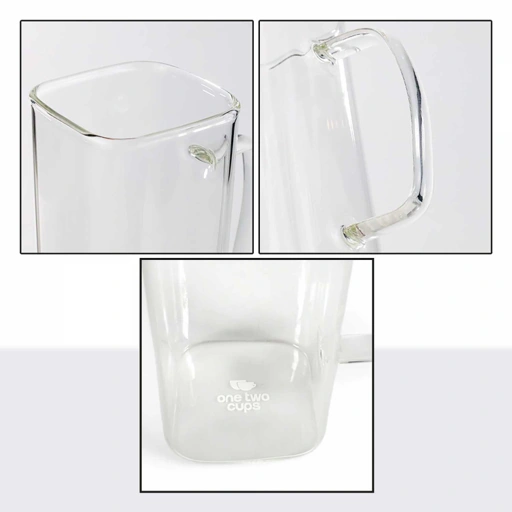 Image of One Two Cups Cangkir Kopi Kaca Tahan Panas - Desain Kotak Aesthetic, Kapasitas 370ml IH