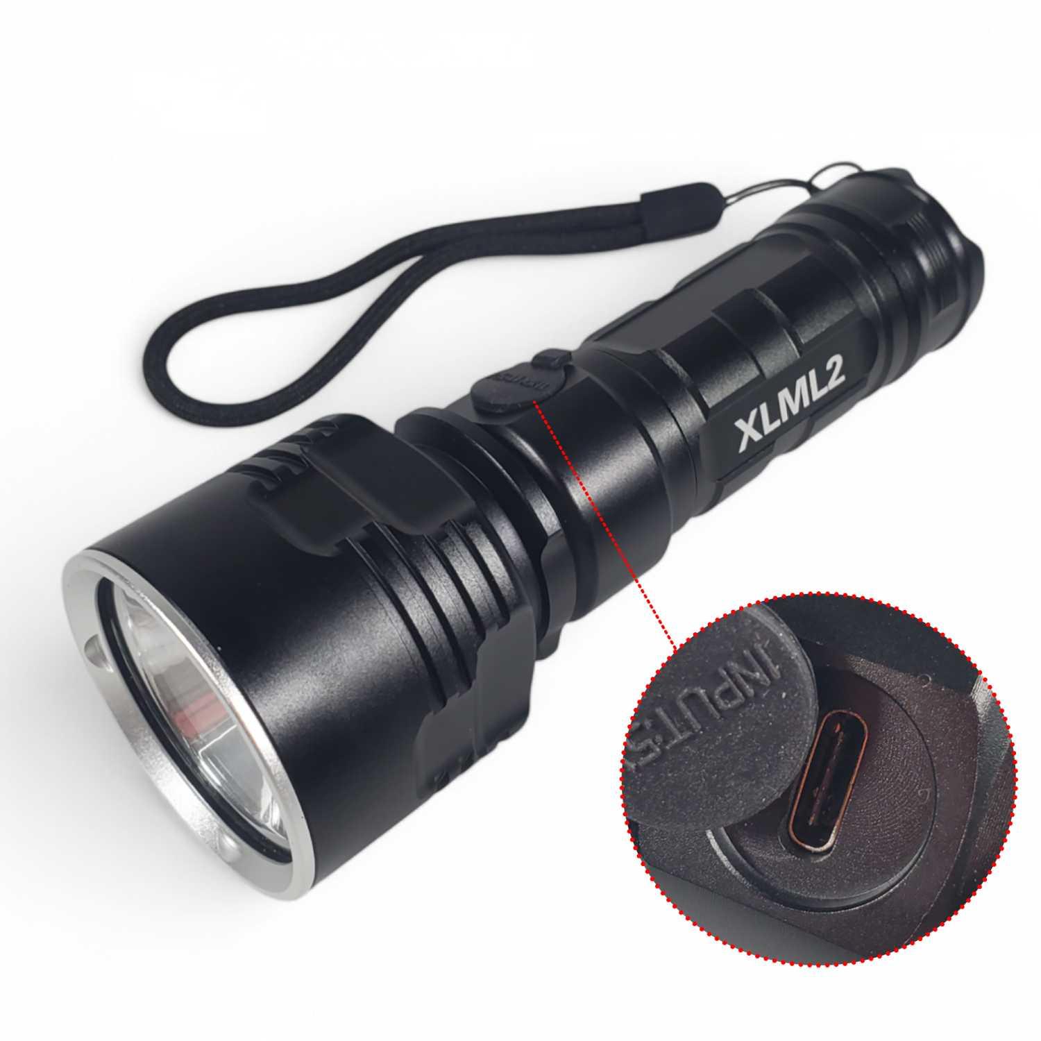 TaffLED Senter LED XML-L2 USB Rechargeable Cahaya Terang 1000 Lumens, Long Range 1000 M