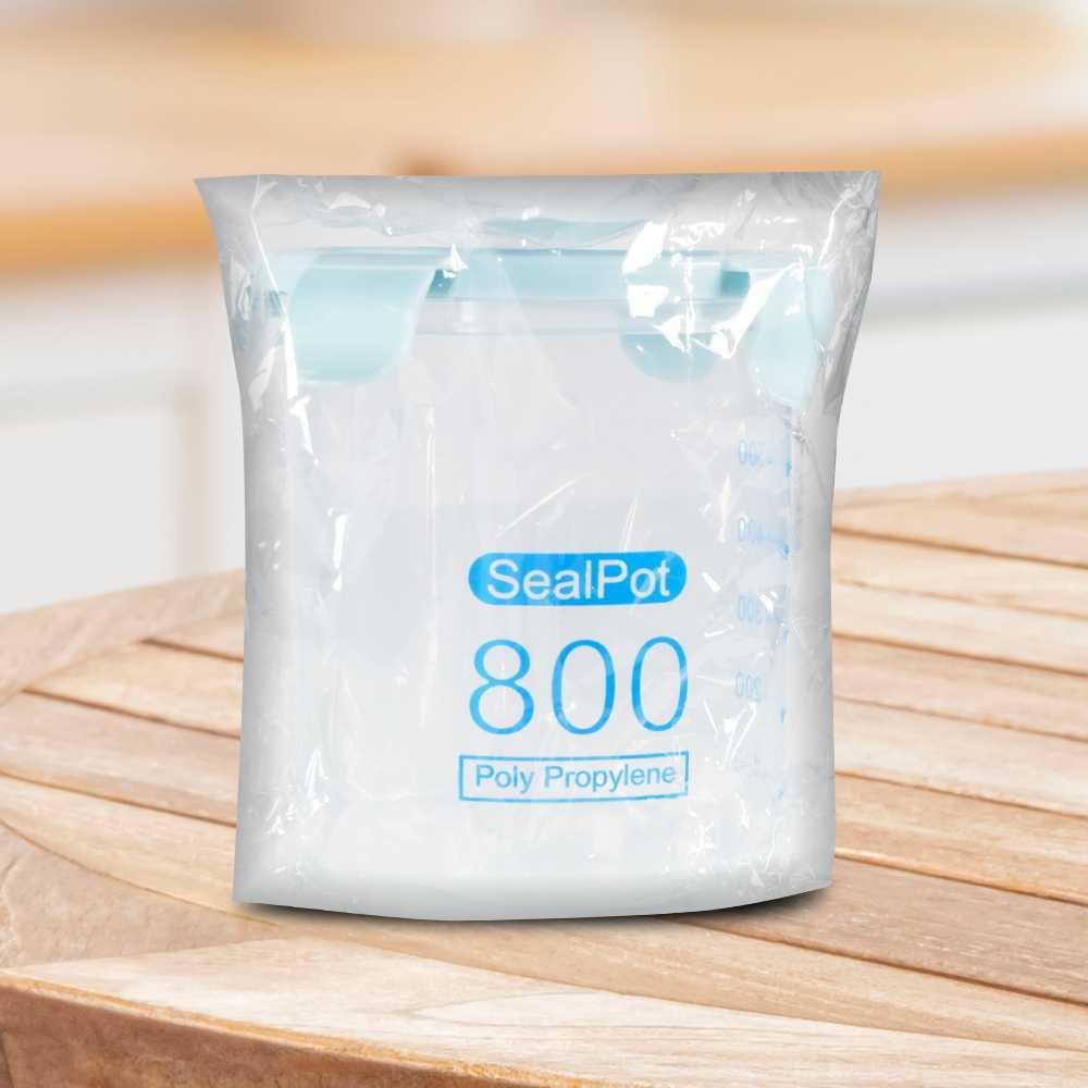 LISM Toples Plastik Penyimpanan Makanan Kedap Udara Menjaga Kesegaran Makanan, Kapasitas 800 ml, Tutup Kedap Udara, Skala Takaran Pas, Bahan PP Tebal