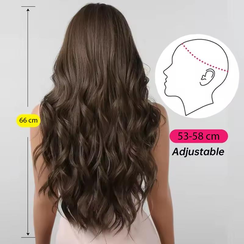 WIGUNDLE Wig Rambut Palsu Panjang Big Wayv Natural - Gelombang Tahan Lama, Realistis
