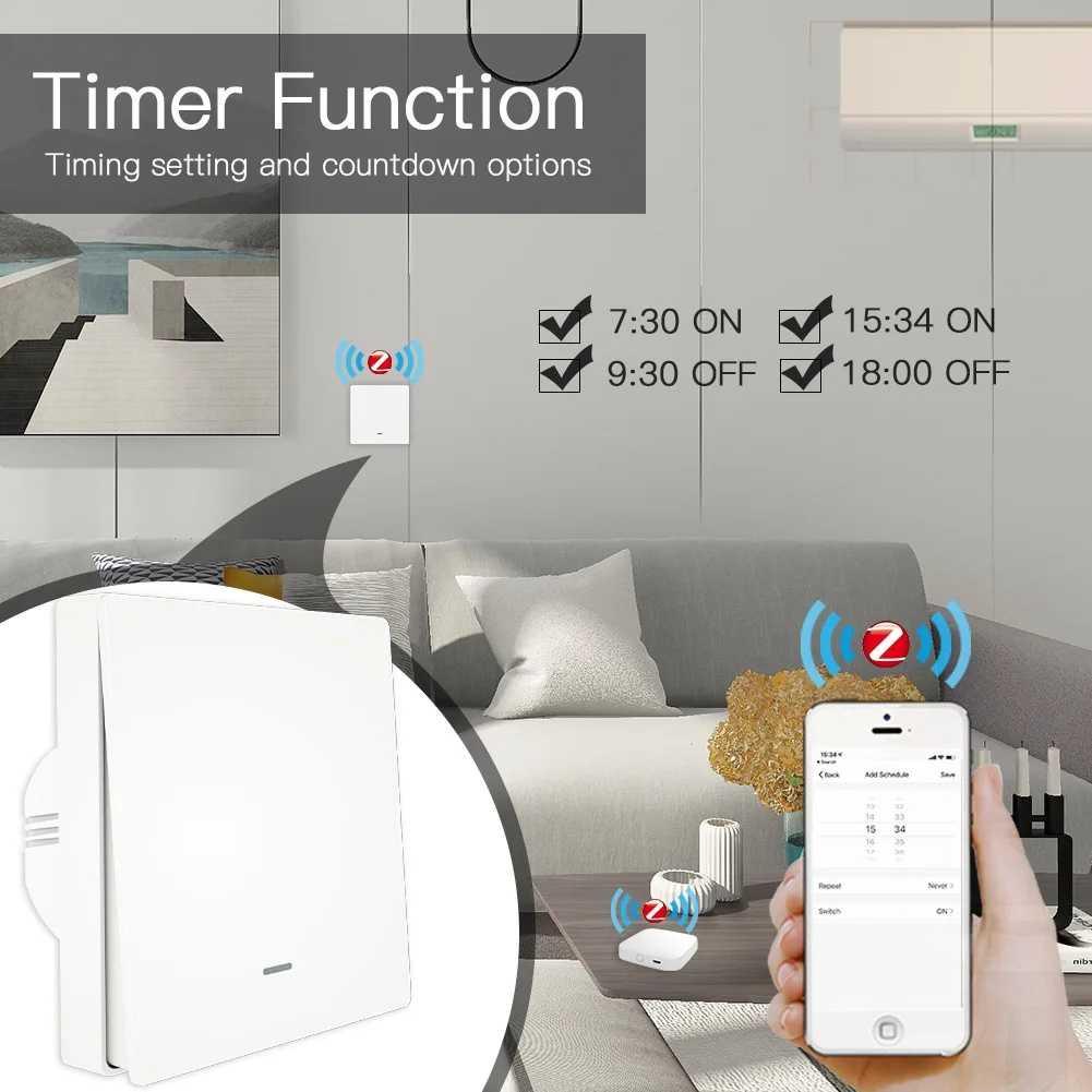 MOES Saklar Lampu Wireless ZigBee Remote Tuya Alexa Voice Control - Praktis dan Modern, Kontrol Lampu dengan Suara