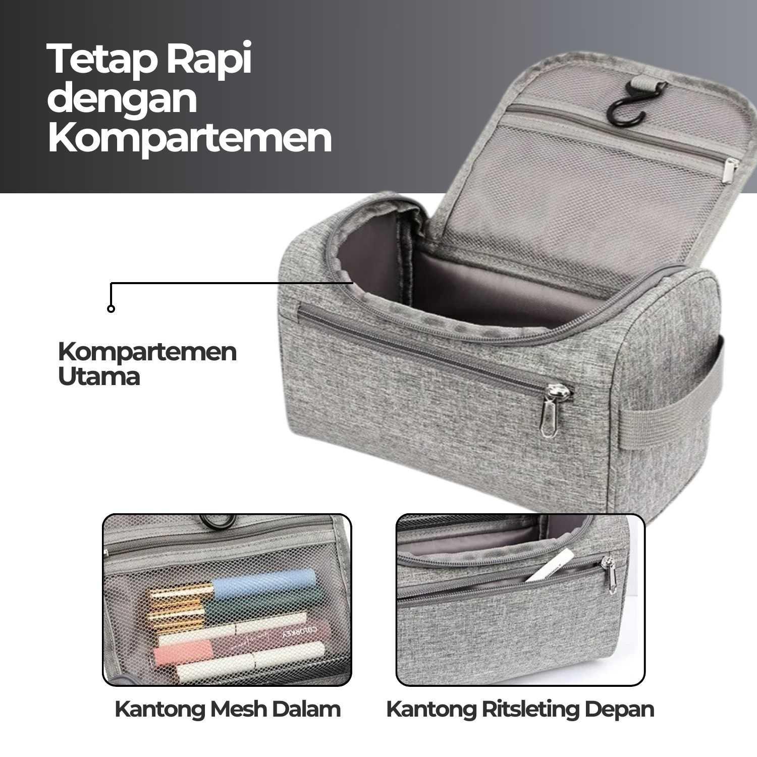 KISYANYO Tas Travel Make Up Organizer Toiletry Bag - Bawa Semua Kebutuhan Traveling, Rapi, dan Bersih, Oxford dan Poliester