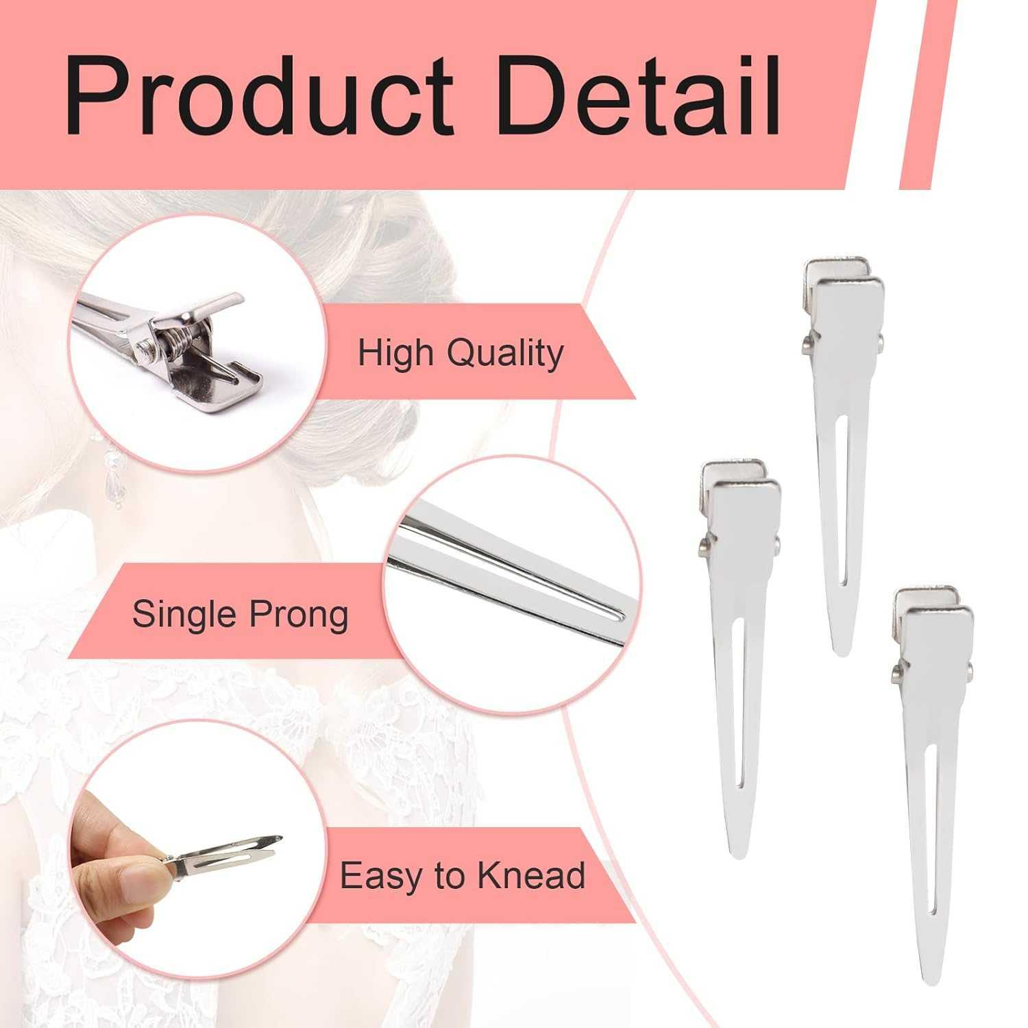 Yerro Jepit Rambut Salon Barber Single Fork Clip Duck Beak 4.3cm 20PCS Yr02, Jepit Rambut Profesional Menata Rambut dengan Lebih Cepat, Desain Ergonom