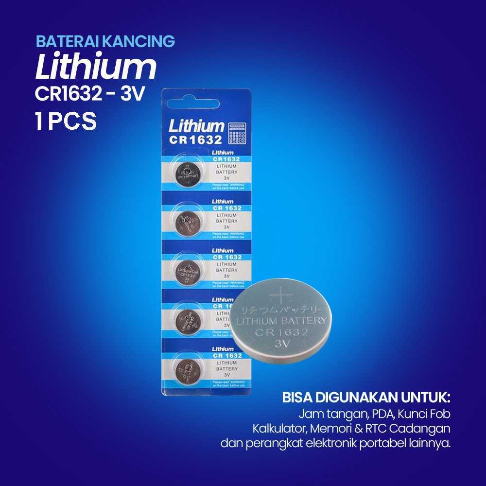 J.PAN Baterai Kancing Lithium CR1632 - Sumber Daya Stabil, Performa Optimal, Praktis.