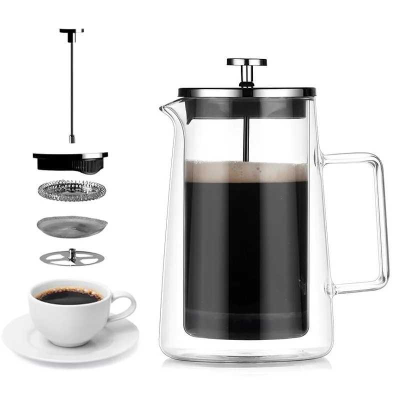 French Press Coffee Maker Pot Plunger Double Wall Brorosilicate - TH01, Nikmati Sensasi Kopi Autentik dan Berkualitas