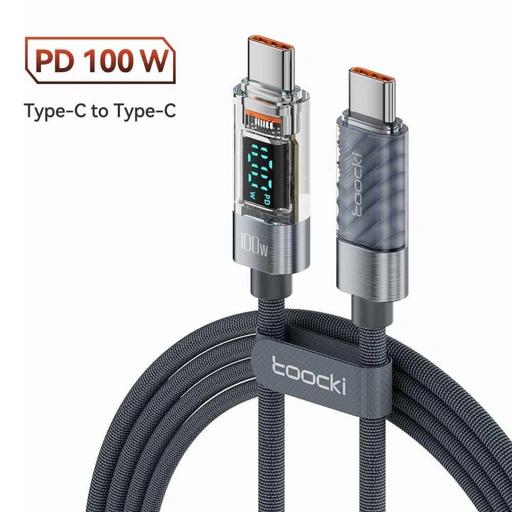 Image of Toocki Kabel Data Type C to Type C Fast Charging LED Display 100W - Pengisian Cepat, Transfer Data Cepat, Tahan Lama IH