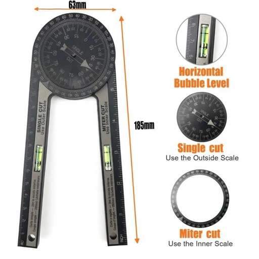 Image of QIUDE Pengukur Sudut Angle Finder Protractor 360 Degree with Waterpass - X350
