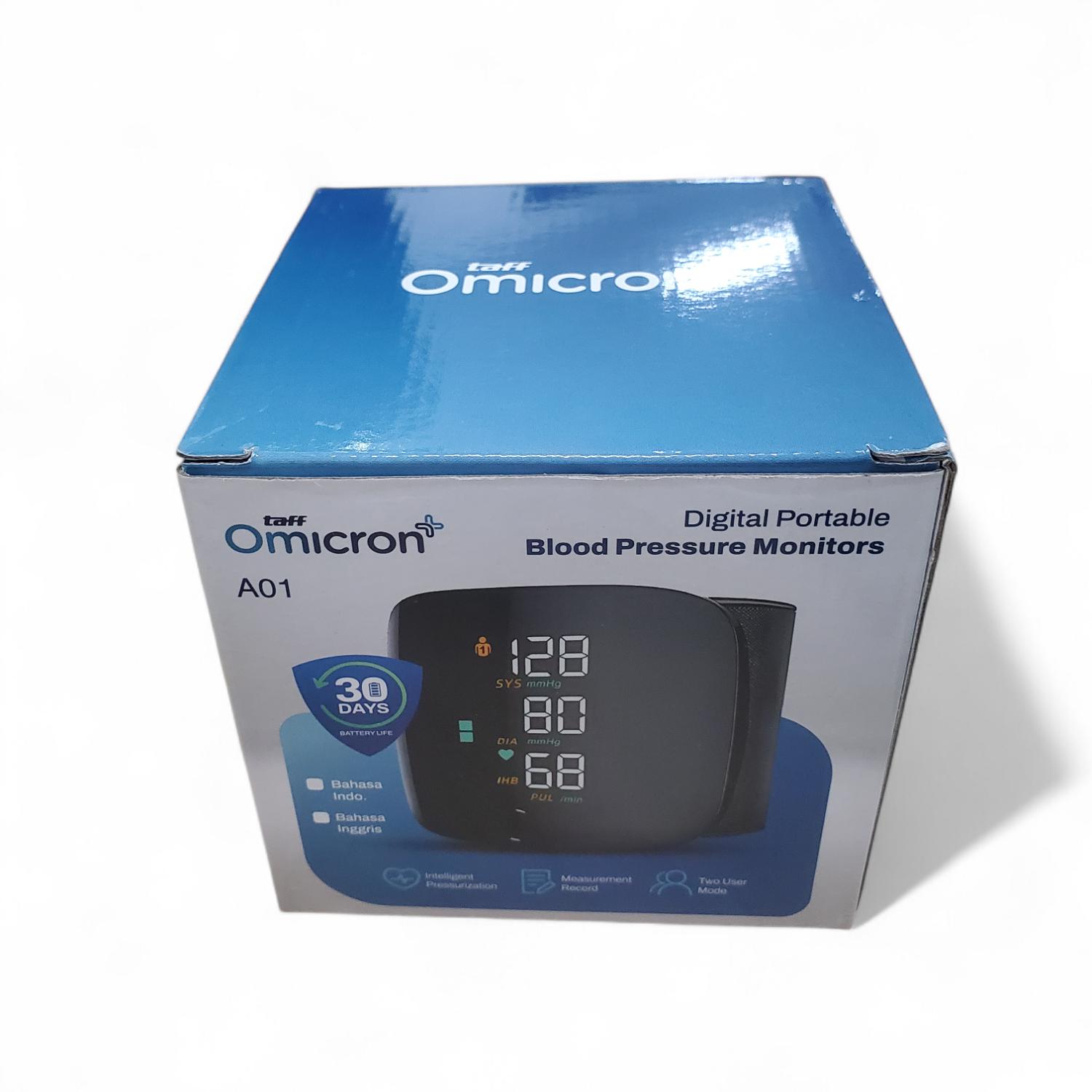 TaffOmicron Tensimeter Digital Pengukur Tekanan Darah - Akurasi Tinggi, Suara Bahasa Indonesia, Manset Antibakteri