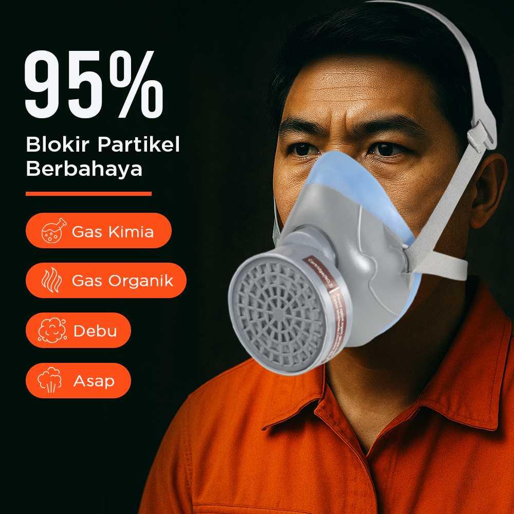 VITA Masker Gas Respirator Half Face - Perlindungan Optimal dari Gas Berbahaya, Debu, dan Zat Kimia, Desain Ergonomis