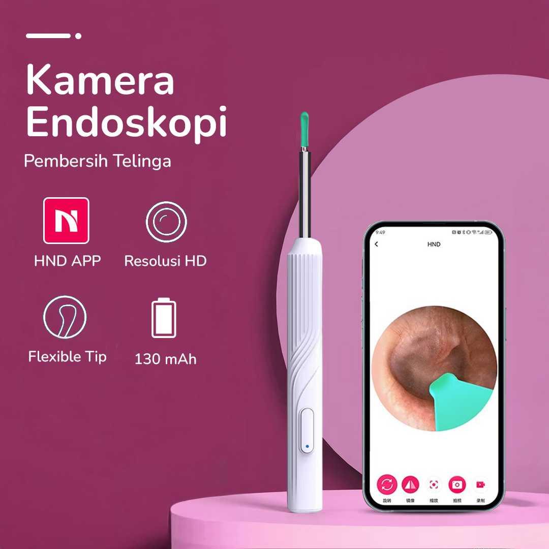 NATFIRE Kamera Endoskopi Pembersih Telinga Otoskop Endoscope - Pembersihan Telinga Jadi Aman dan Presisi, Visual HD Real Time