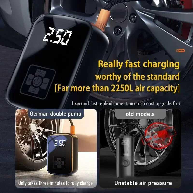 AmazeFan Pompa Ban Elektrik Portable Air Compressor - Pengisian Angin Cepat dan Otomatis, Layar Digital, Senter Darurat