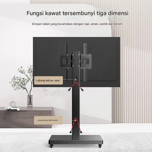 Image of Taffware Bracket TV Floor Stand Wheel VESA 400 x 400 - Mobilitas Tinggi, Ketinggian Ideal, Tampilan Nyaman