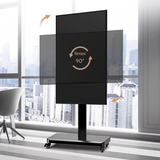 Image of Taffware Bracket TV Floor Stand Wheel VESA 400 x 400 - Mobilitas Tinggi, Ketinggian Ideal, Tampilan Nyaman