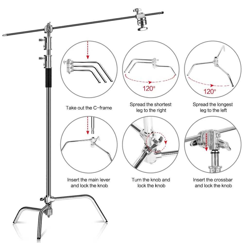 SHBACK Light Stand Tripod Studio with Extension Arm - Ideal for Precise Lighting, Professional Results