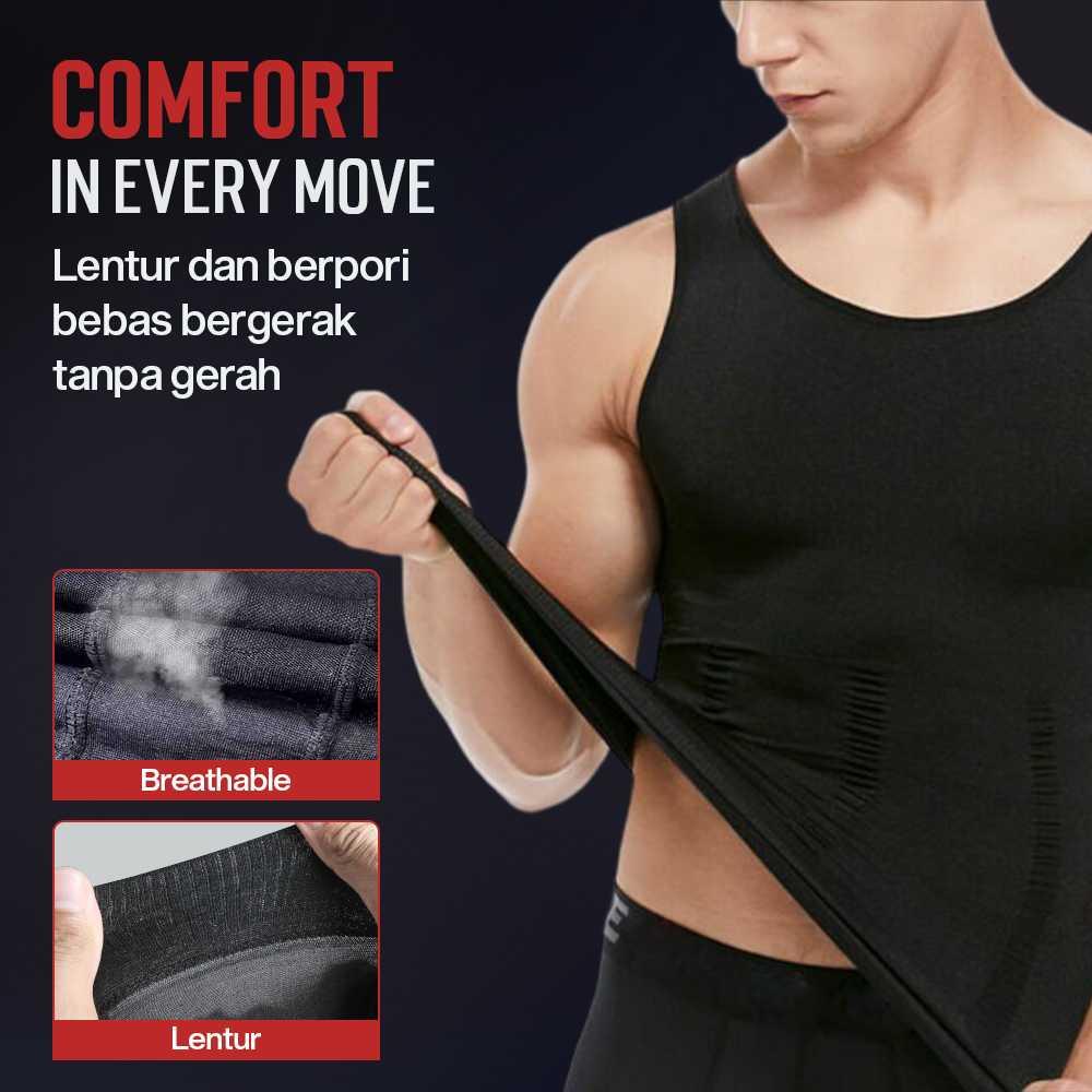CXZD Baju Singlet T-Shirt Korset Body Shaper - Menekan Perut dan Membentuk Tubuh, Nyaman Digunakan