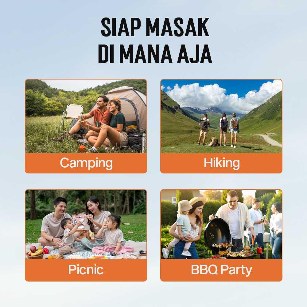 Starlux Kompor Gas Portable 4 Tungku - Masak Lebih Cepat, Praktis, dan Efisien, Cocok untuk Camping atau Dapur dengan Ruang Terbatas