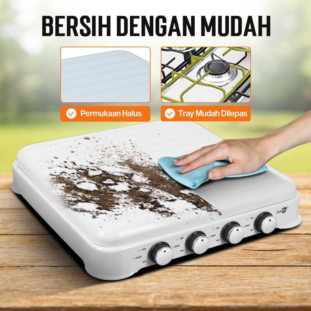Starlux Kompor Gas Portable 4 Tungku - Masak Lebih Cepat, Praktis, dan Efisien, Cocok untuk Camping atau Dapur dengan Ruang Terbatas