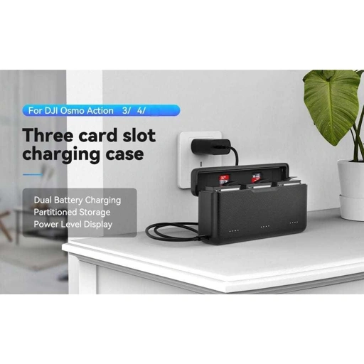 Image of TELESIN Charging Case 3 Slot Fast Charging for DJI Osmo Action 3/4 - S0-BCG-02-TDJ IH
