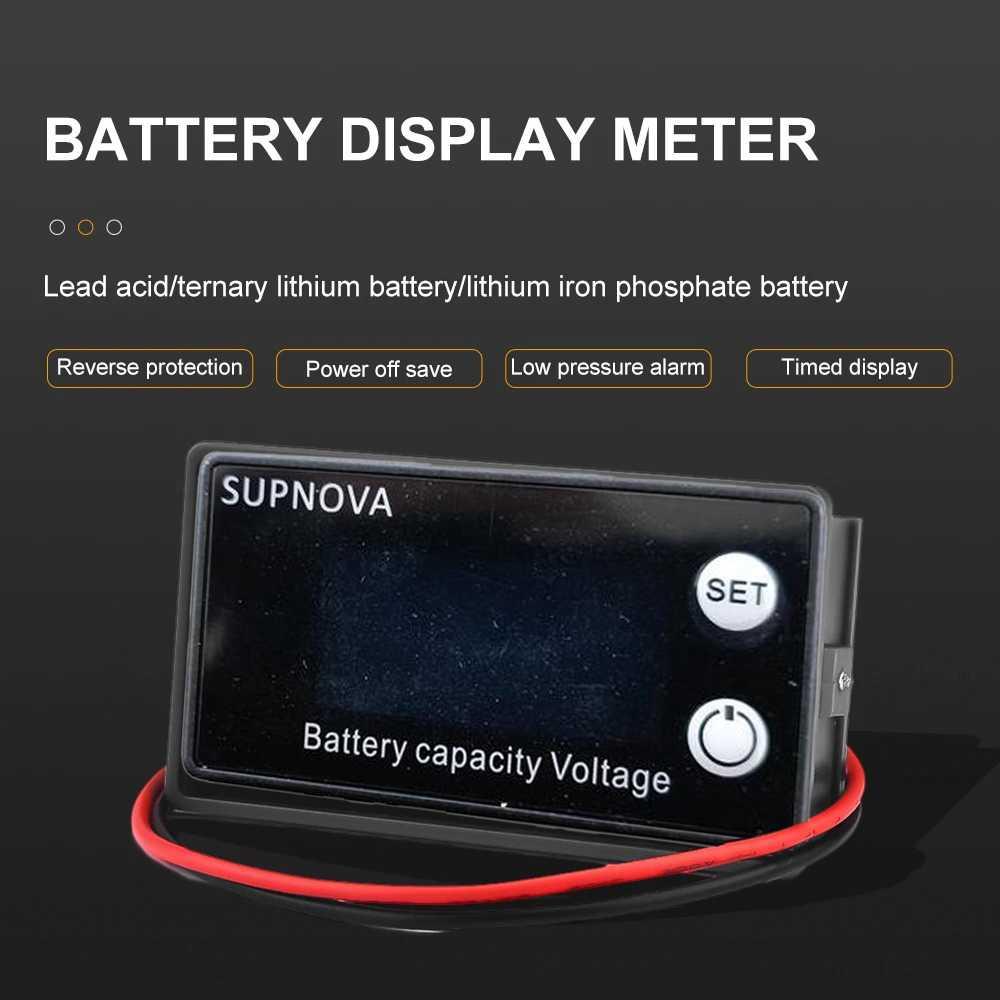 SUPNOVA Indikator Kapasitas Baterai - Memantau Tegangan dan Kapasitas Baterai dengan Akurat, Alarm Tegangan Rendah - JJ-100