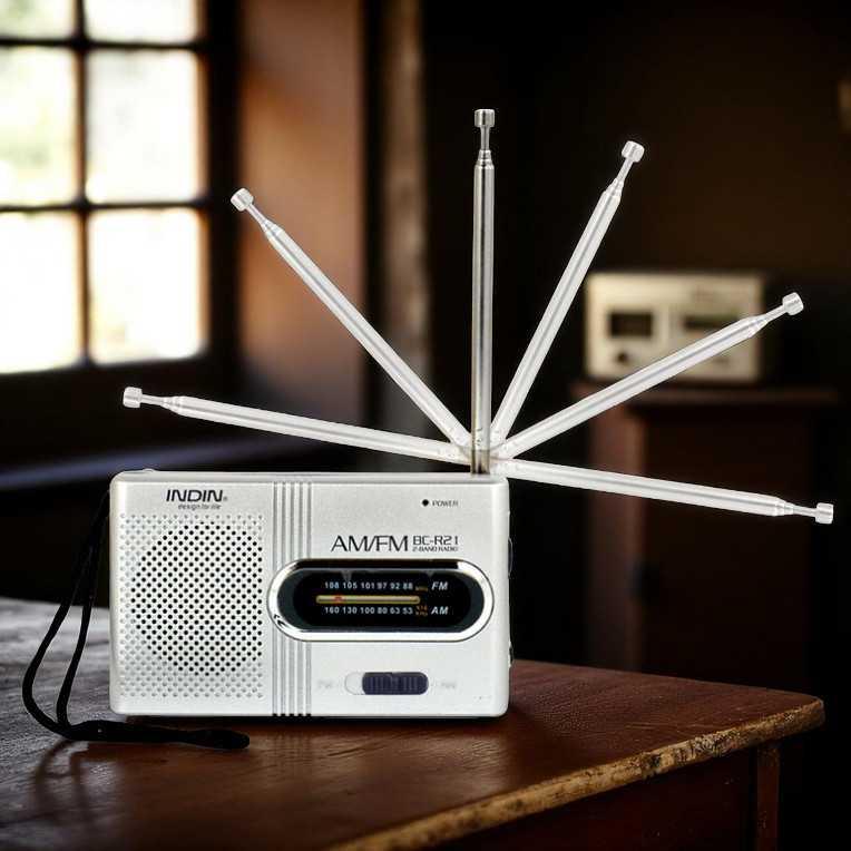 INDIN Portable AM/FM Radio Player Loudspeaker - BC-R21, Mendengarkan Siaran Radio dengan Lebih Praktis dan Nyaman, Desain Portable