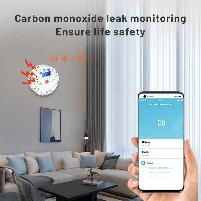 DYGSM Alat Pendeteksi Karbon Monoksida Smart CO Detector - Deteksi Gas Beracun, Lindungi Keluarga, Alarm Suara 90 dB, Tuya WiFi