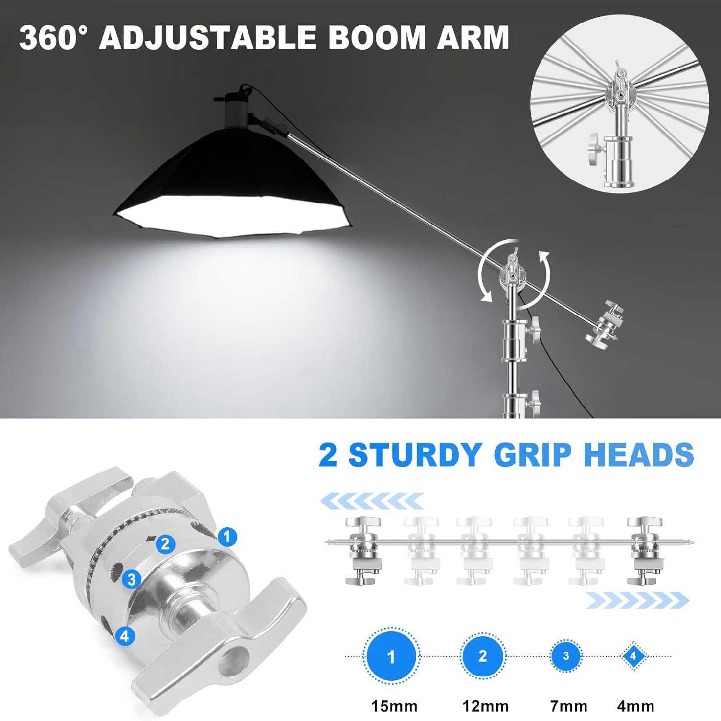 SHBACK Light Stand Tripod Studio with Extension Arm - Ideal for Precise Lighting, Professional Results
