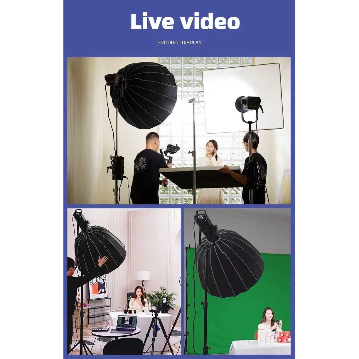 SOFTA Softbox Reflector Parabolic Baorong Mount 90cm - Cahaya Lembut, Merata, dan Artistik
