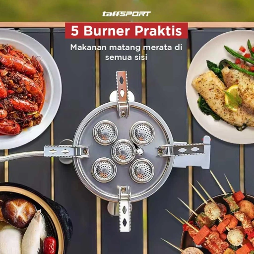 Image of TaffSPORT Kompor Gas Portable Lipat 5 Burner Ultralight Camping Stove - WS542, Cocok untuk Aktivitas Outdoor IH