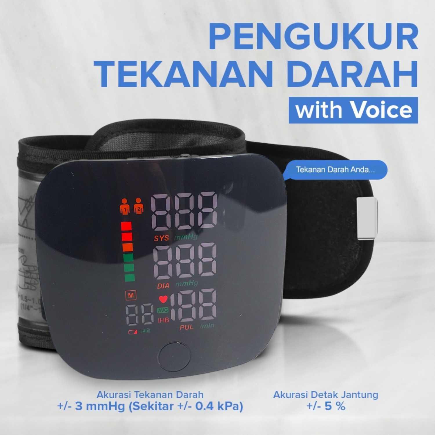 TaffOmicron Tensimeter Digital Pengukur Tekanan Darah - Akurasi Tinggi, Suara Bahasa Indonesia, Manset Antibakteri