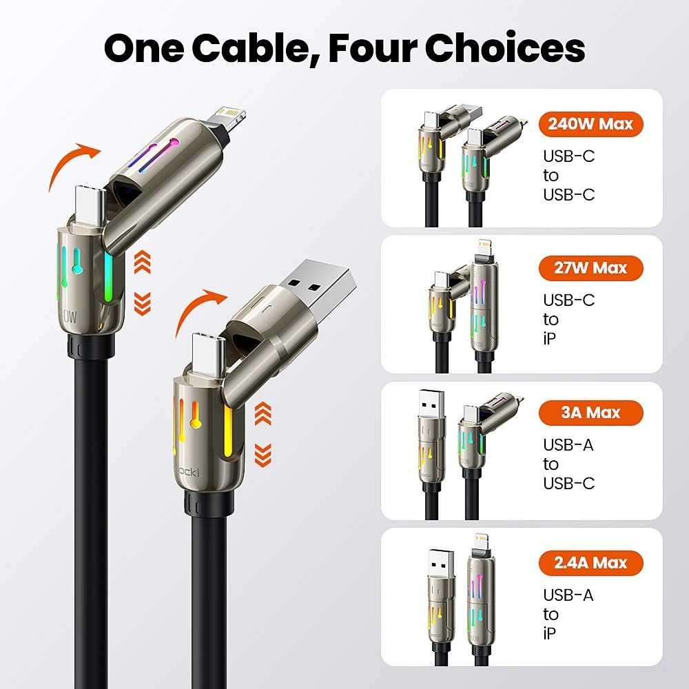 Toocki Kabel Data 4in1 Fast Charging - Pengisian Cepat, Transfer Data Cepat - Desain Praktis