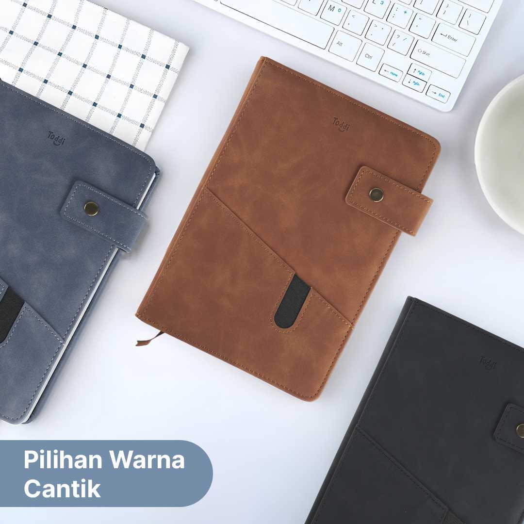 Toddi Buku Jurnal Hardcover Notebook Diary A5 80GSM 200 Halaman Lined - CW-10, Desain Premium - Ruang Luas untuk Kreativitas, Slot Serbaguna