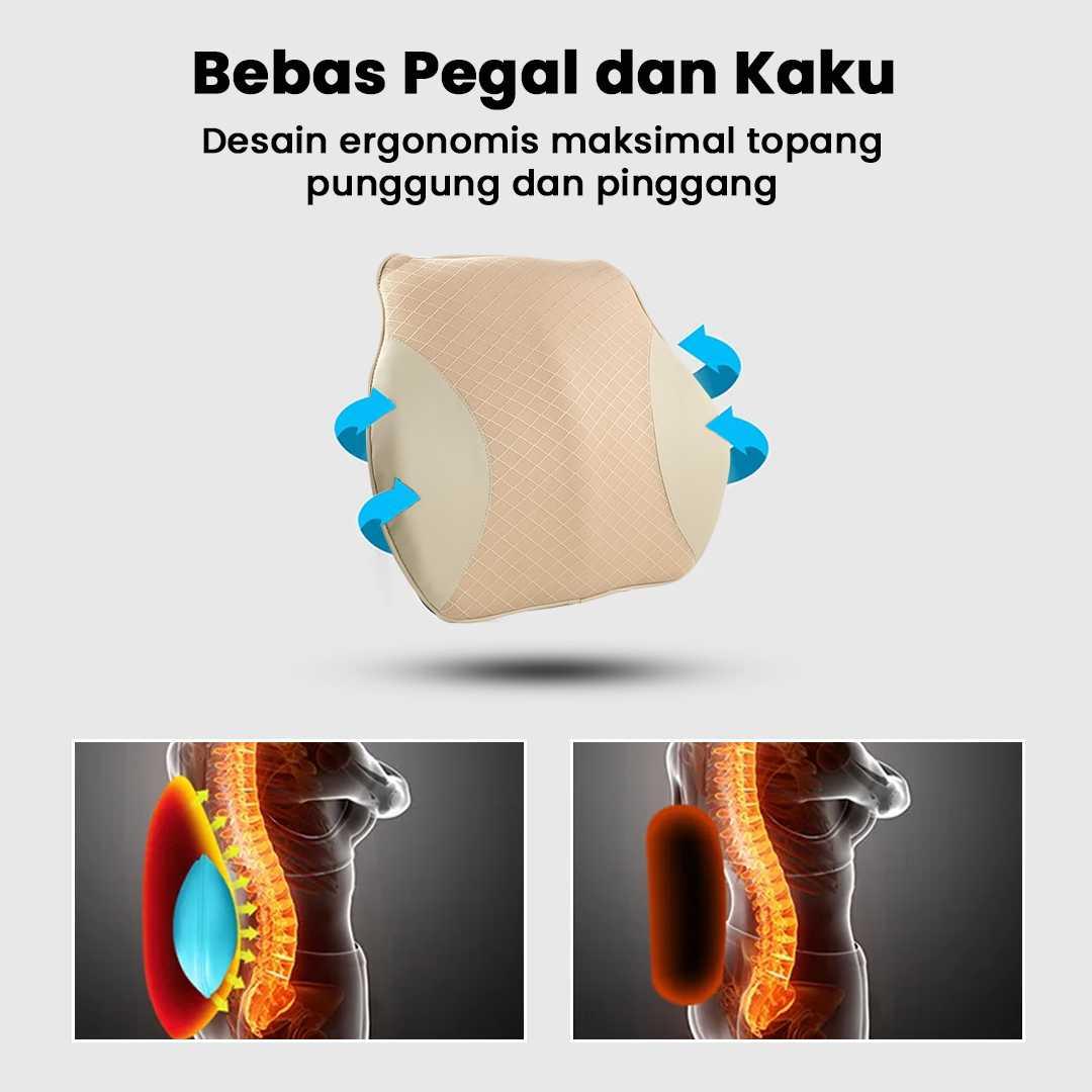 MALUOKASA Bantal Punggung Mobil Memory Foam Lumbar Support - M3D, Nyaman Berkendara Tanpa Pegal dan Kaku