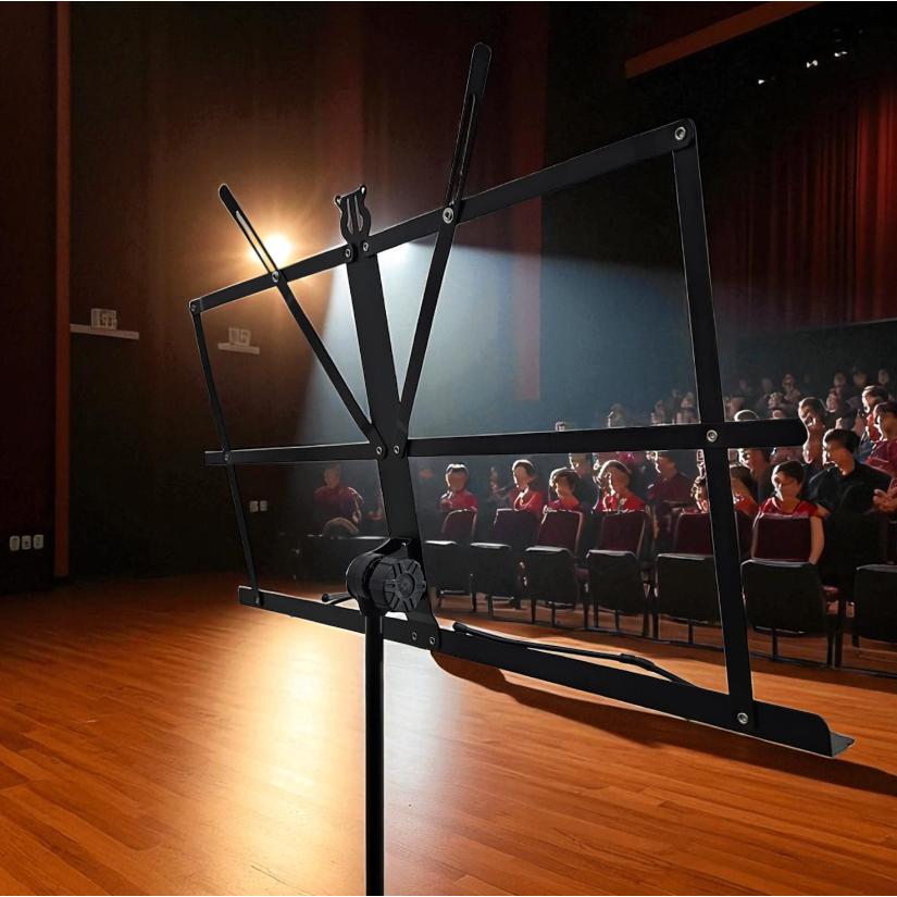 Ammoon Tripod Stand Partitur Orchestra Adjustable - Ideal untuk Pidato dan Bermain Musik, Kokoh dan Portabel