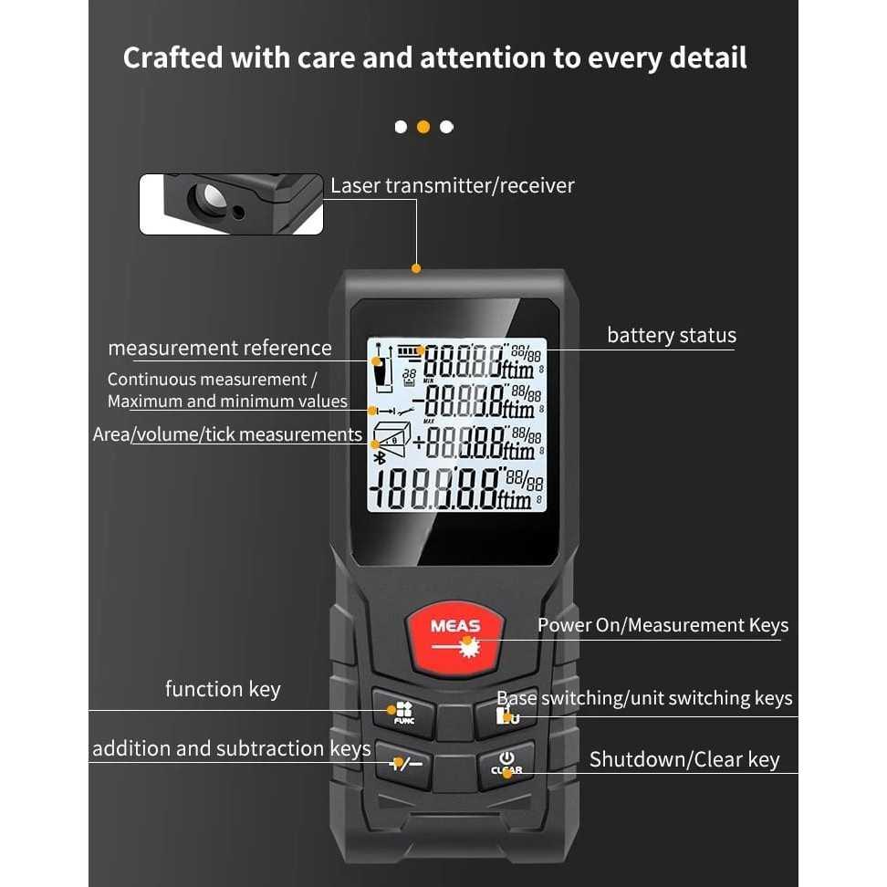 SNAKOL Pengukur Jarak Laser Range Finder Portable Waterproof - Solusi Pengukuran Presisi, Tanpa Meleset, Cocok untuk Konstruksi