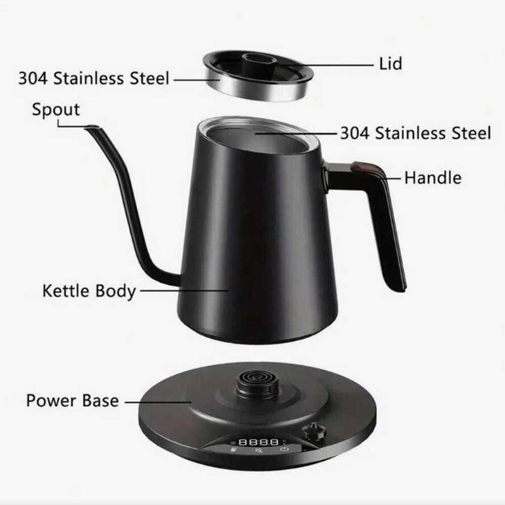 GOKIO Teko Listrik Pemanas Air Pour Over 1200W - Pemanasan Cepat, Suhu Presisi, Durasi Penyeduhan Akurat, Jaga Suhu Lebih Lama, Kendali Tuang Presisi