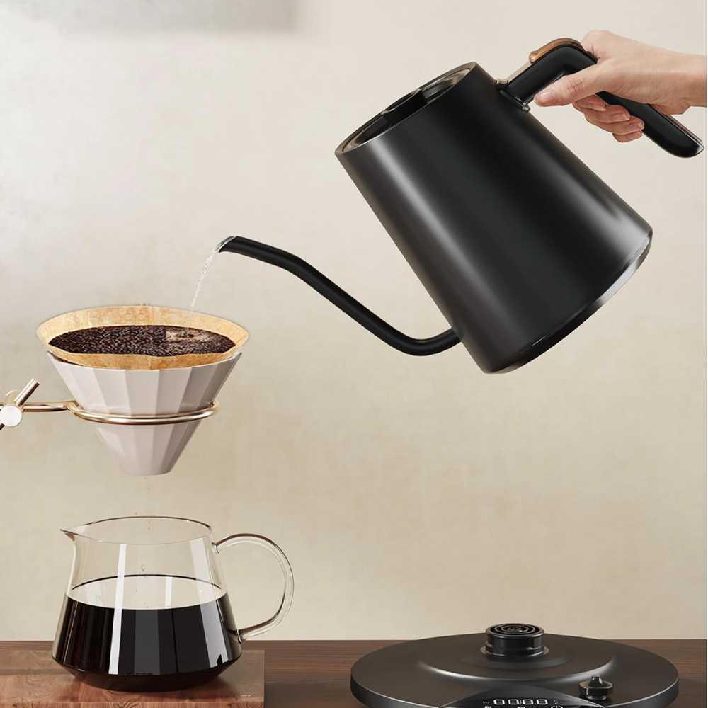 GOKIO Teko Listrik Pemanas Air Pour Over 1200W - Pemanasan Cepat, Suhu Presisi, Durasi Penyeduhan Akurat, Jaga Suhu Lebih Lama, Kendali Tuang Presisi