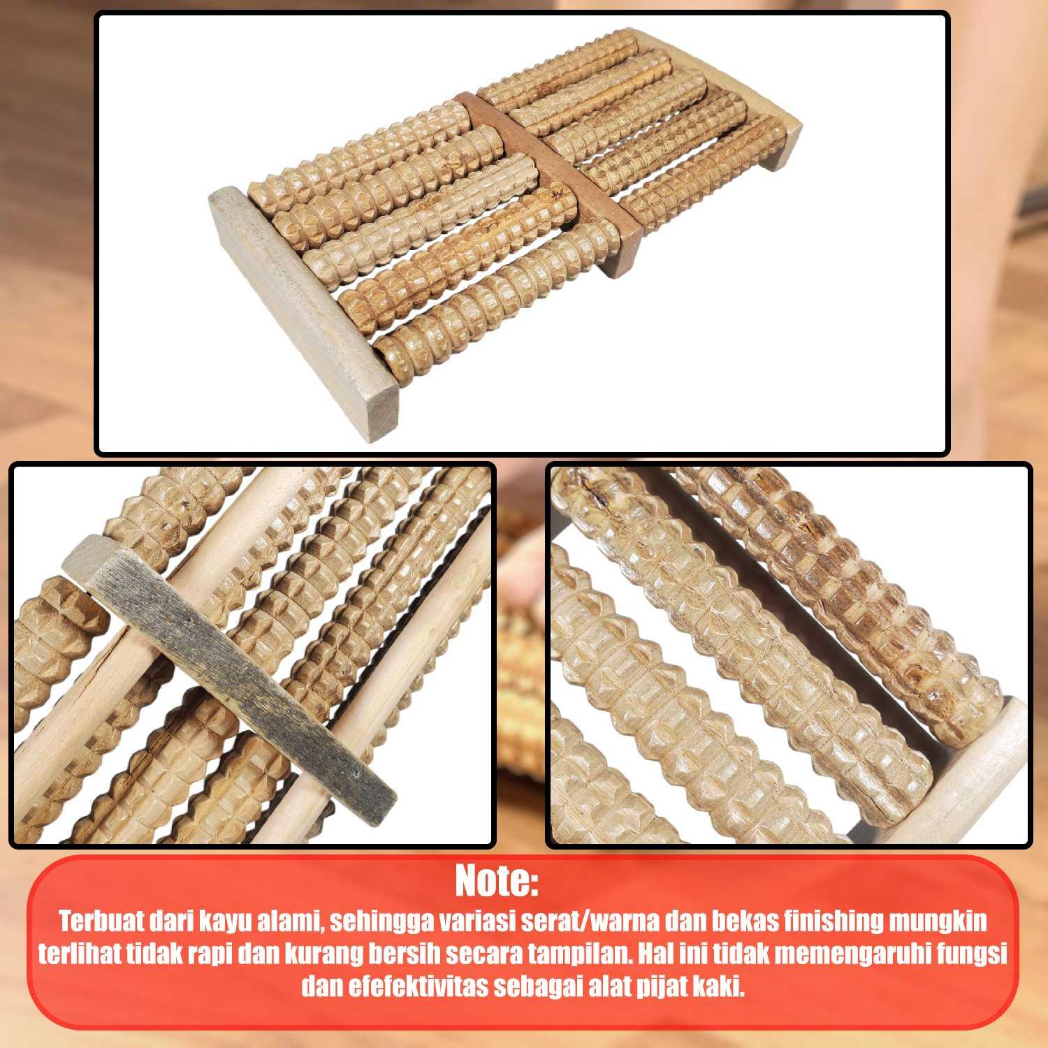 Slimes Pijat Kaki Wooden Foot Roller Massager - Meredakan Pegal dan Stres, Desain Roller Kaki