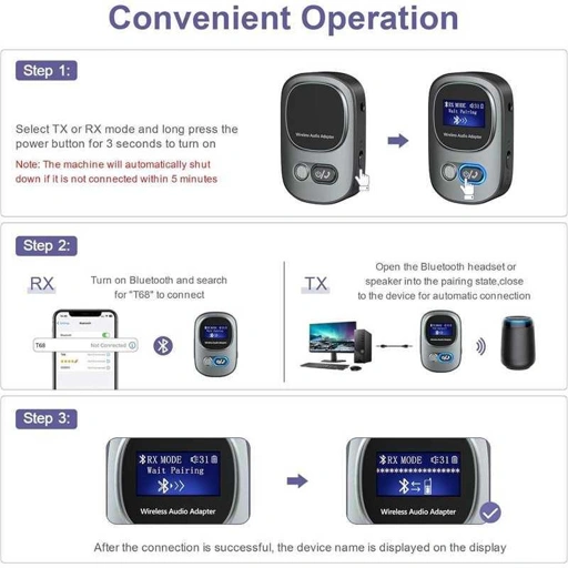 Image of VIKEFON Bluetooth Adapter 2in1 Transmitter Receiver - Pengalaman Audio Tanpa Batas, Desain Elegan