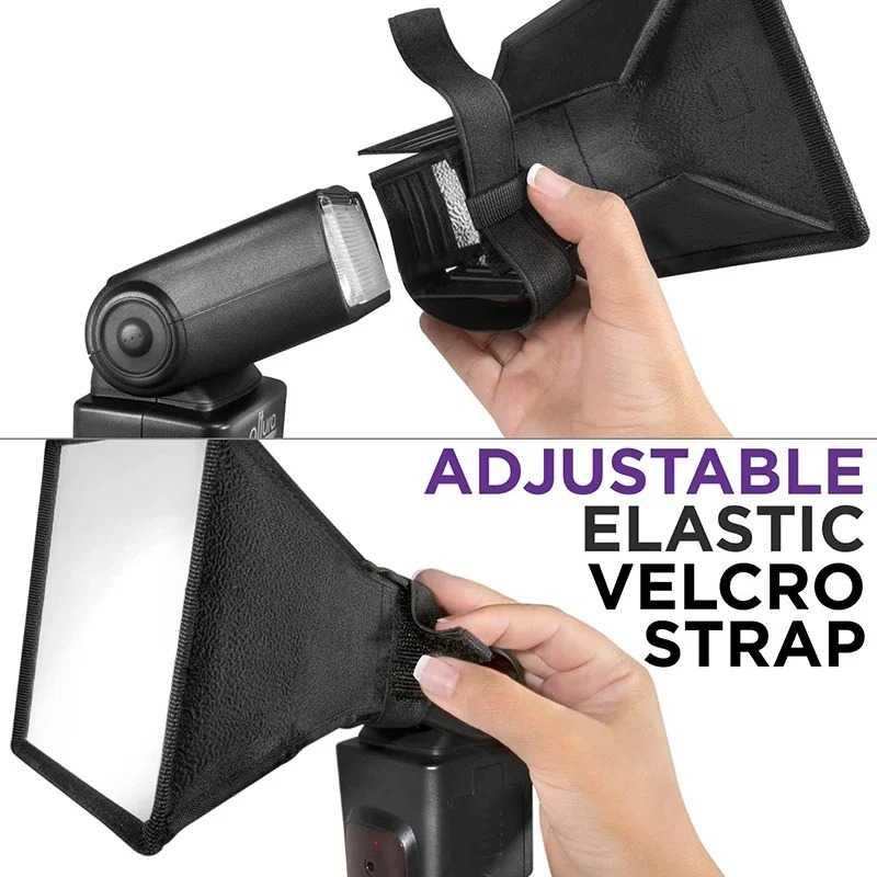 EXSKOF Kamera Flash Diffuser Softbox Square Universal - Pencahayaan Profesional, Desain Praktis