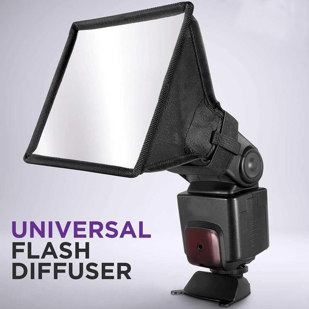 EXSKOF Kamera Flash Diffuser Softbox Square Universal - Pencahayaan Profesional, Desain Praktis