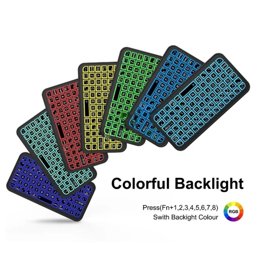 Image of AXPRO Keyboard Wireless Mini Bluetooth Rechargeable RGB 8 Colors - M7, Stylish Wireless Typing Experience - Anytime, Anywhere