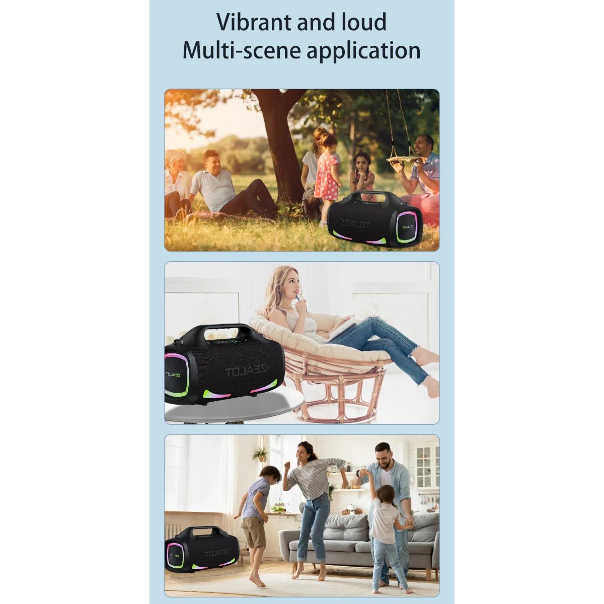ZEALOT Speaker Bluetooth Portable Subwoofer Dual Pairing - Pengalaman Audio Luar Biasa, Desain Modern