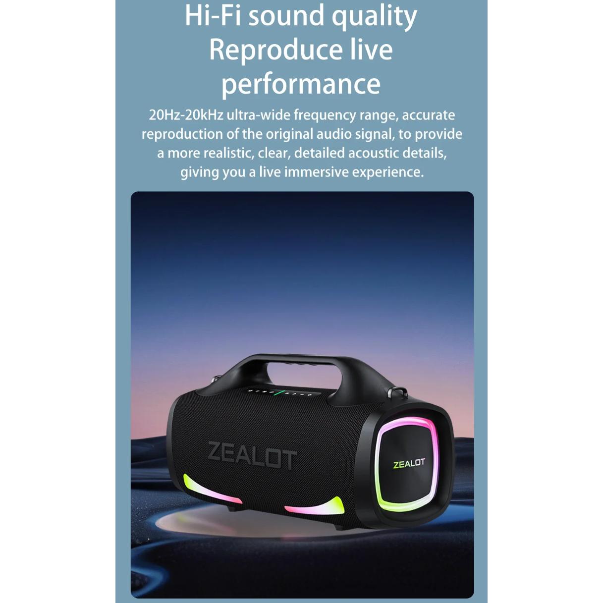 ZEALOT Speaker Bluetooth Portable Subwoofer Dual Pairing - Pengalaman Audio Luar Biasa, Desain Modern