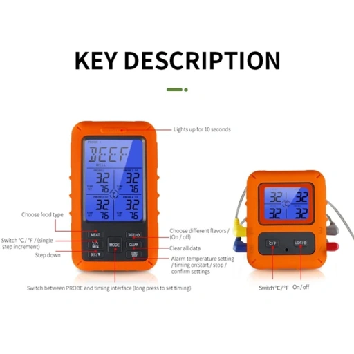 Image of Laserpwr Termometer Makanan Digital Wireless 4 Probe - Memastikan Masakan Matang, Mudah dan Akurat