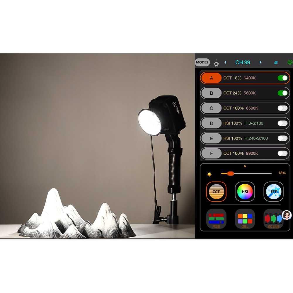 LIYADI Lampu Studio Fotografi COB RGBW TFT 150W - Cahaya Konsisten, Natural, dan Fleksibel